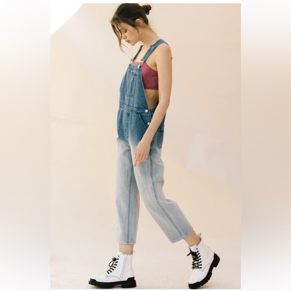 NWT Storia Rosebud Overalls Ombre Denim Blue Size Small - Picture 3 of 14
